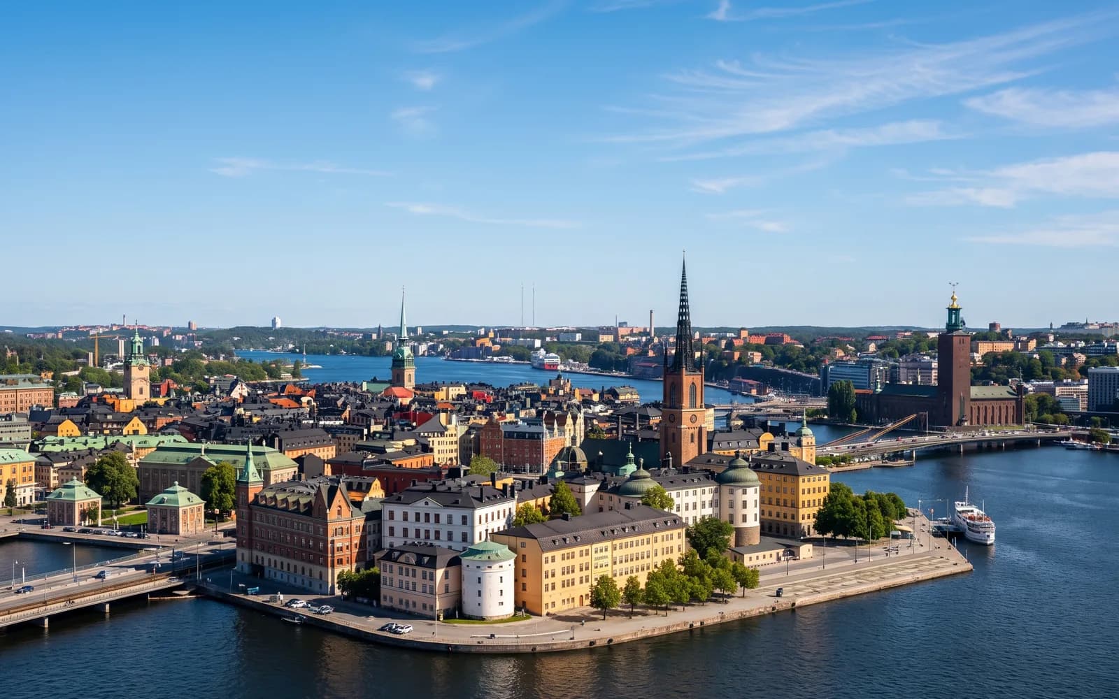 The Stockholm skyline in clear daytime light