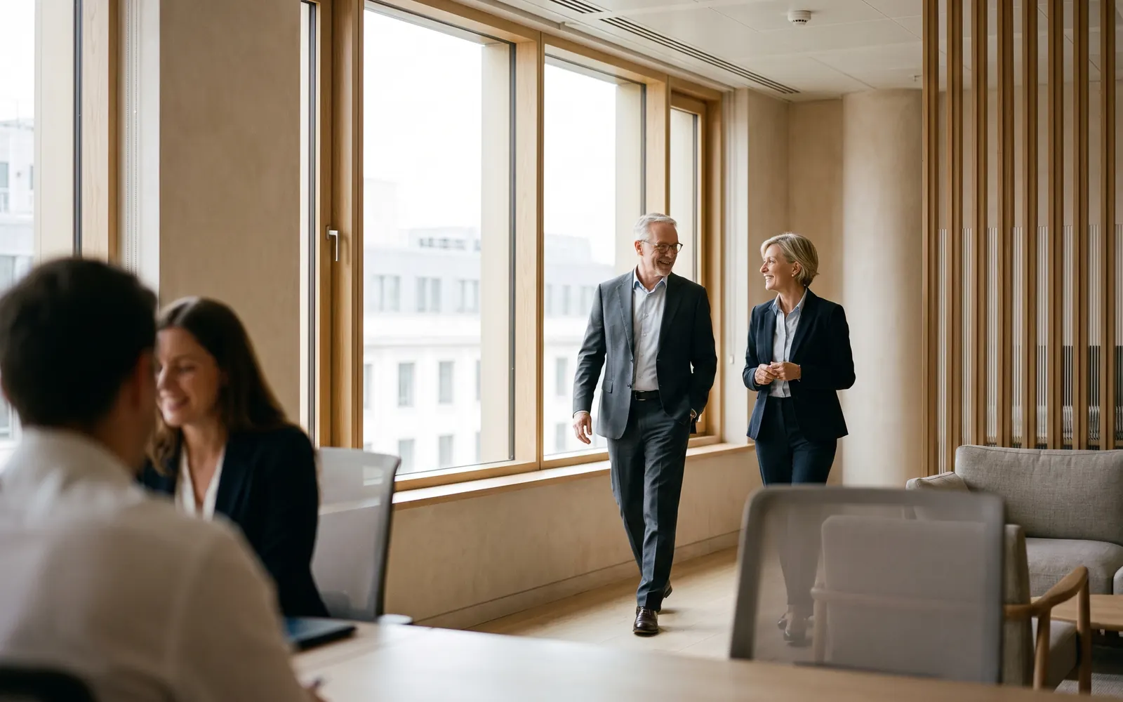 A senior executive looking out over the Stockholm skyline